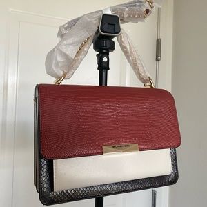 MICHAEL KORS Jade Small Color-Block Embossed Leather Crossbody Bag